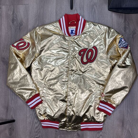 Washington Nationals Starter Jacket Satin MLB Gold 2019 World Series Sz Small